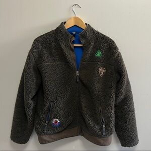 Brown Fleece Jacket with Patches